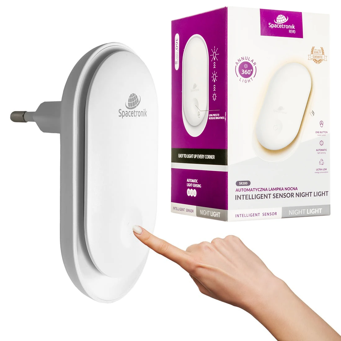 Automatyczna lampka nocna z sensorem zmierzchu Spacetronik REVO SR300