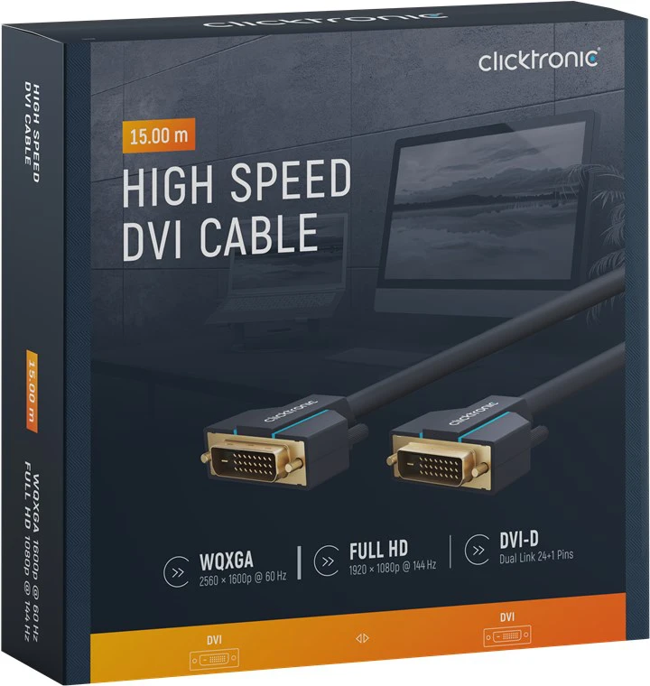 CLICKTRONIC Kabel DVI-D - DVI-D (24+1) 15m