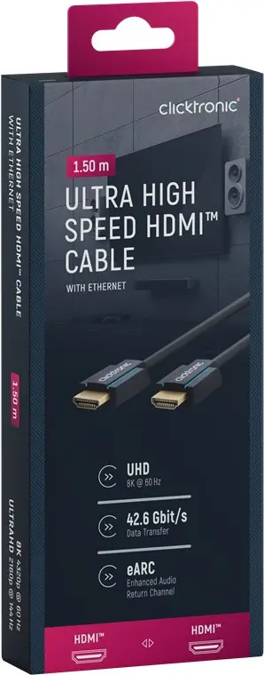 CLICKTRONIC Kabel HDMI 2.1 UltraHD 8K 60Hz HDR10+ 1,5m