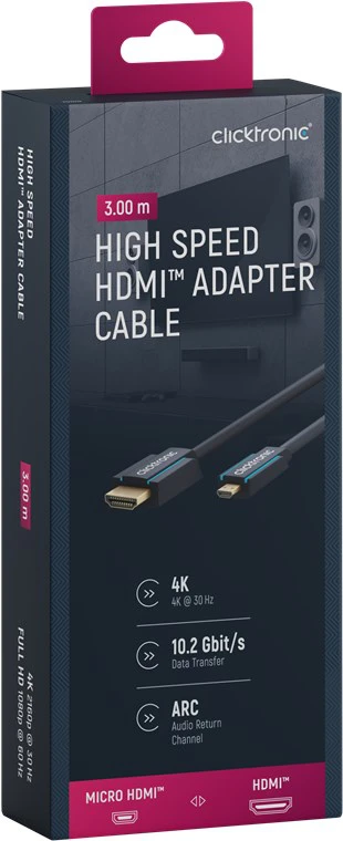 CLICKTRONIC Kabel HDMI - HDMI Micro HD/4K/3D TV 3m