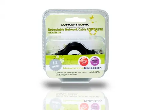 Conceptronic Wysuwany UTP CAT5e Czarny 1.5M