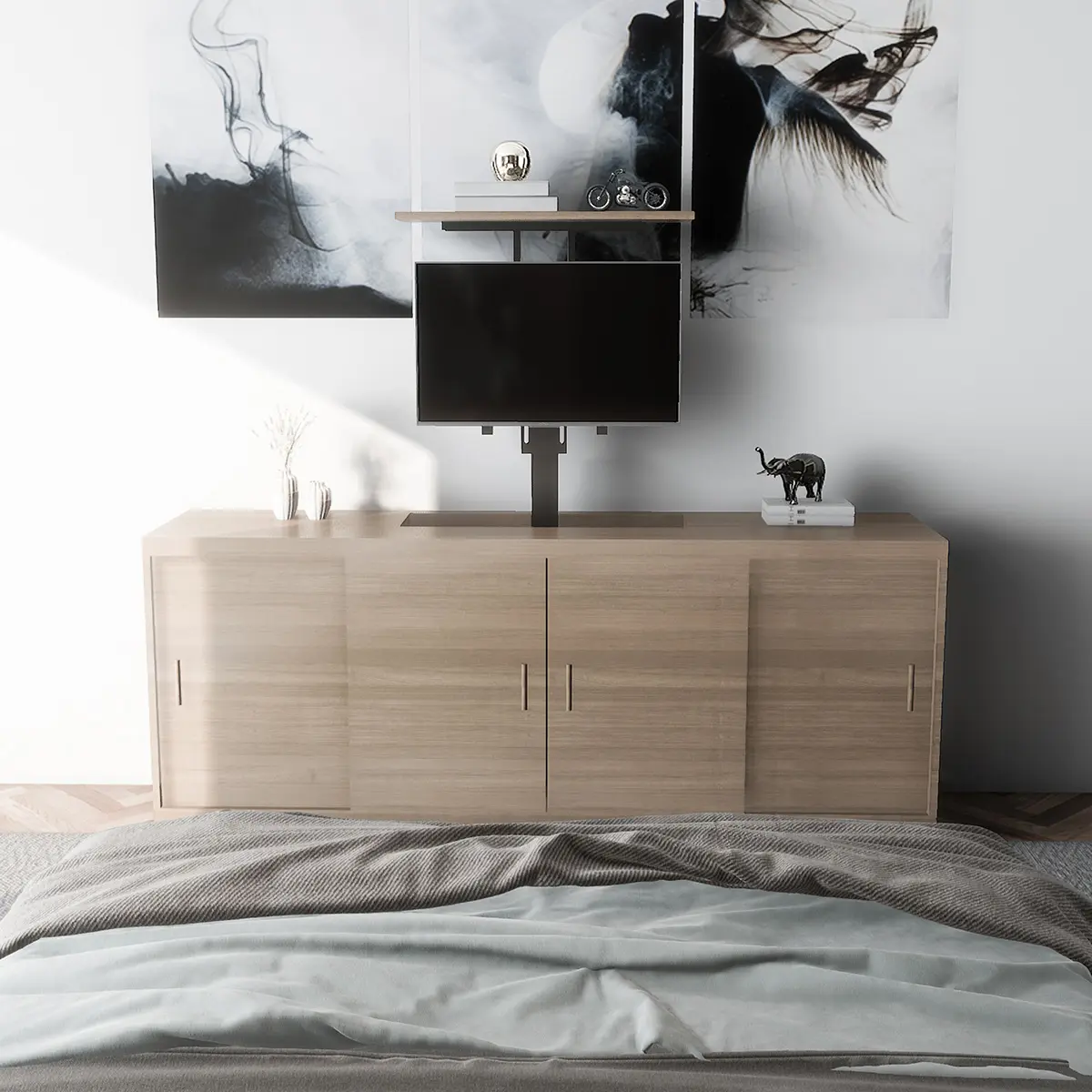 Elektryczny stelaż do tv chowany w szafce Spacetronik SPE-T13 (42\'\' - 70\'\', 50 kg)