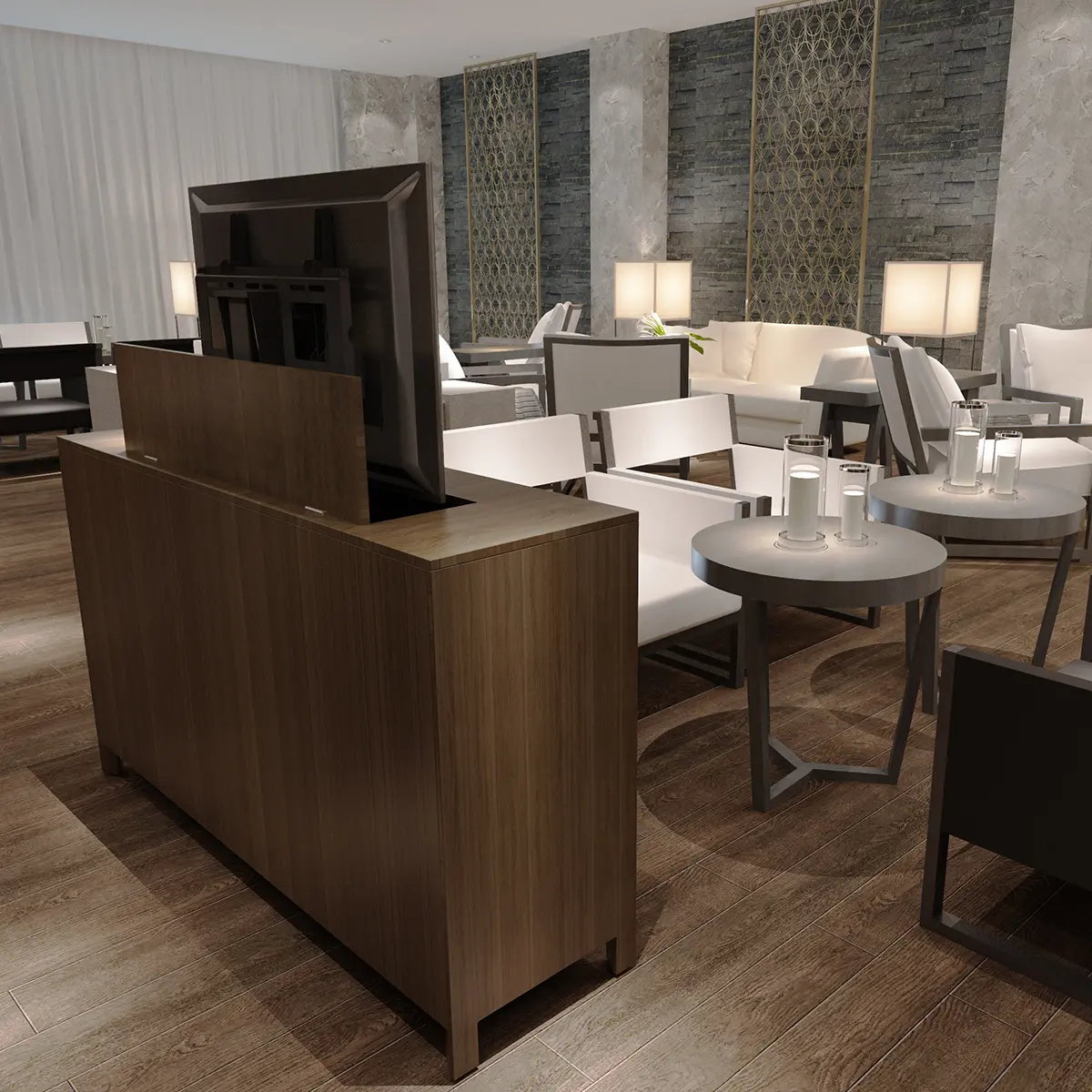 Elektryczny stelaż na telewizor chowany w szafce Spacetronik SPE-T11 (32\'\' - 57\'\', 50 kg)