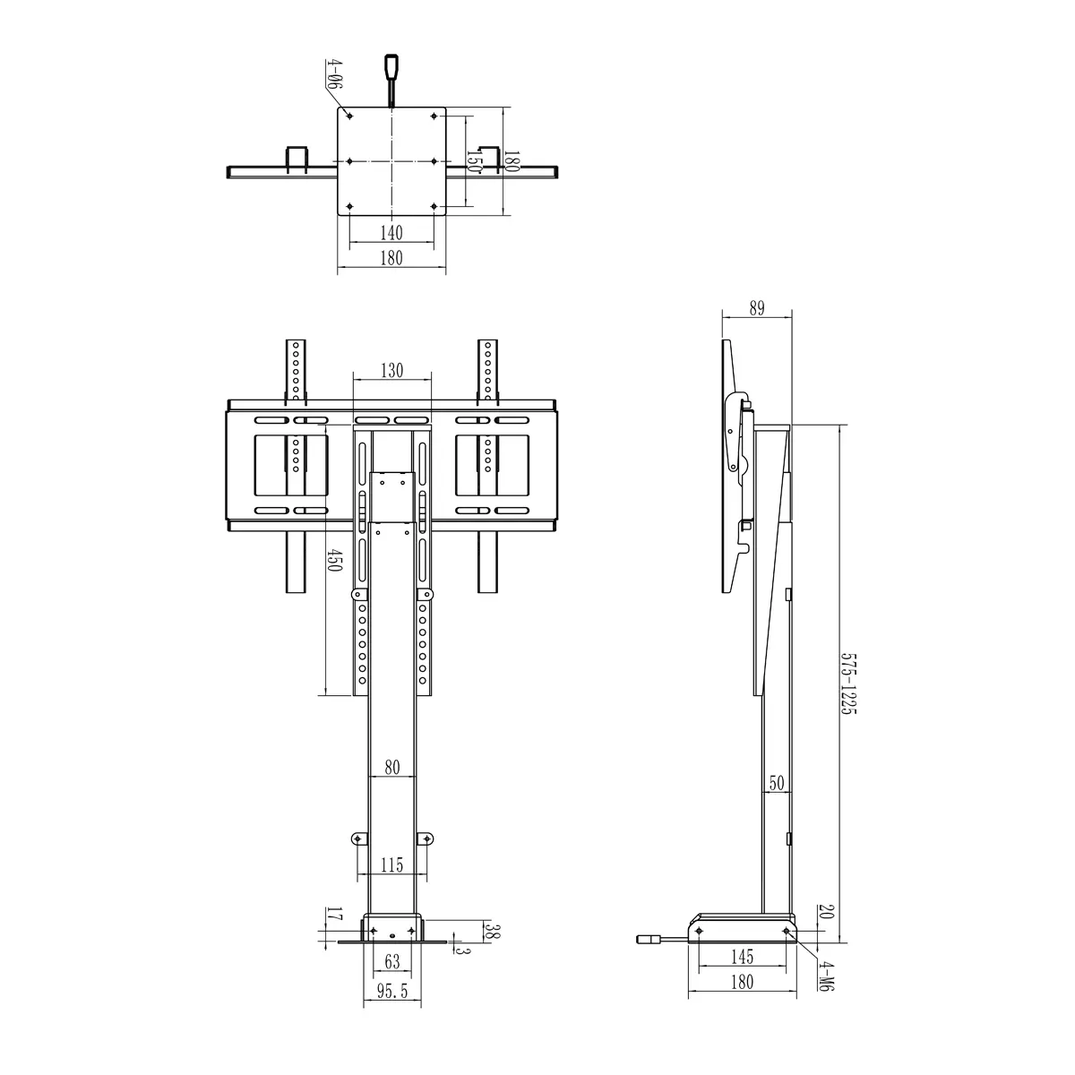 Elektryczny stelaż na telewizor chowany w szafce Spacetronik SPE-T11 (32\'\' - 57\'\', 50 kg)