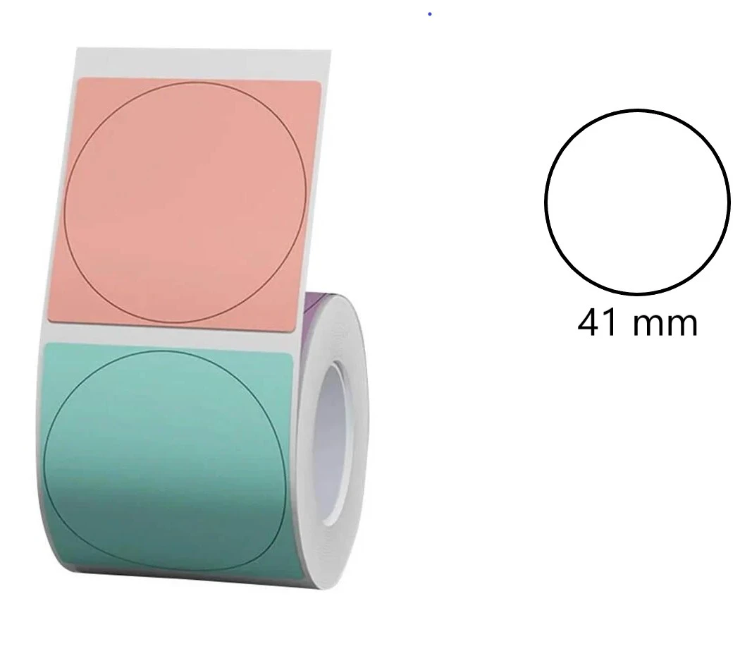 Etykiety na rolce do drukarek Niimbot z serii B wielokolorowe okrągłe fi 41mm 175 sztuk
