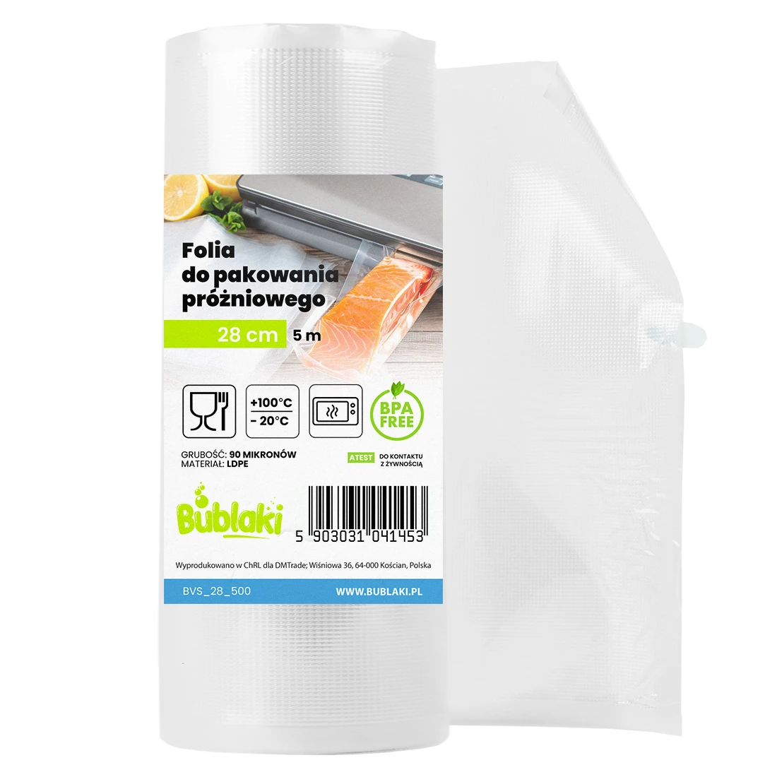 Folia do Zgrzewarki Próżniowej  28cm x 5m Moletowana Bublaki Folia do Pakowarki