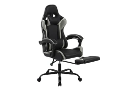 Fotel ergonomiczny biurowy z podnóżkiem i poduszkami Spacetronik Rally czarno szary