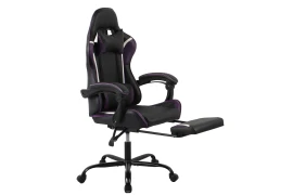 Fotel ergonomiczny biurowy z podnóżkiem i poduszkami Spacetronik Rally czarno fioletowy