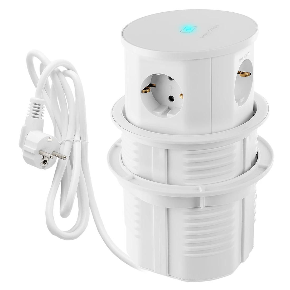 Gniazda Elektryczne do Blatu Ładowarka Indukcyjna USB okrągłe Wysuwane Spacetronik SPS-R3D6W V2