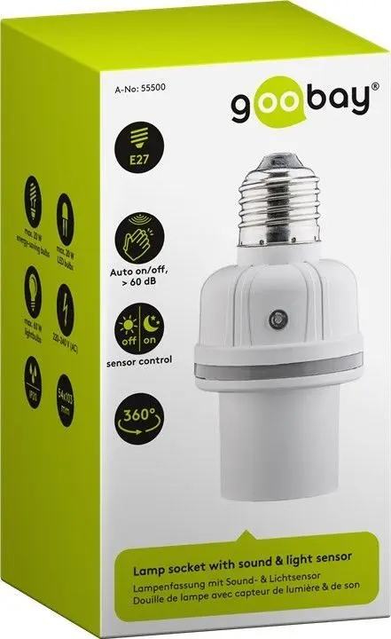 Gniazdo żarówki z czujnikiem zmierzchu i dźwięku E27 Goobay