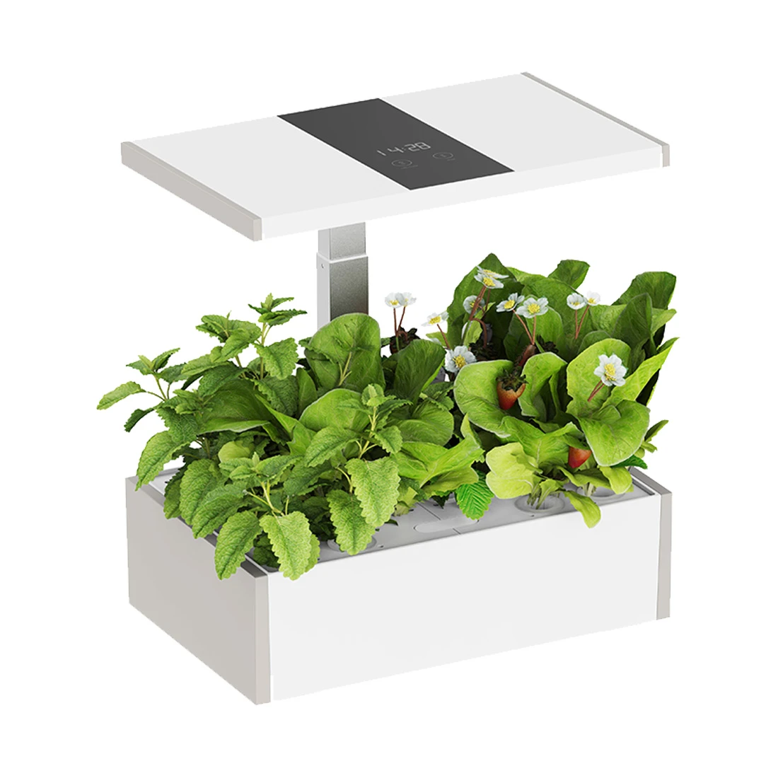 Inteligentna doniczka 10l SMART Garden biało - szara z ekranem LCD na ulubione rośliny przez cały rok Spacetronik SPGC20