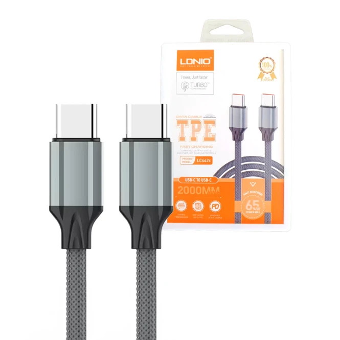 Kabel do szybkiego ładowania USB-C na USB-C 65W LDNIO LC442C 2m