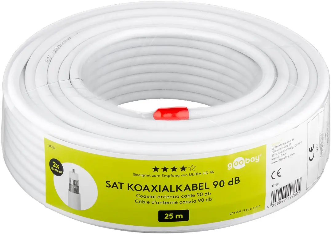 Kabel Koncentryczny RG6 Goobay 2xEKRAN 90dB CCS 25m