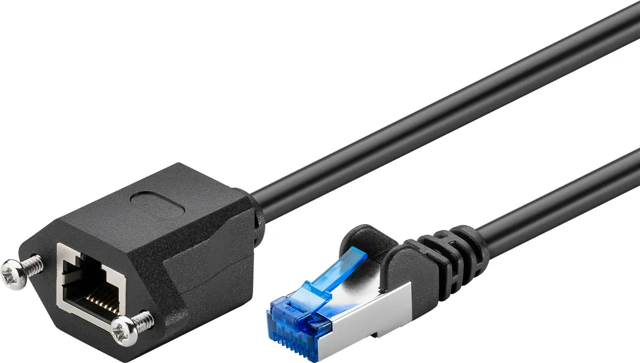 Kabel LAN przedłużacz CAT 6A S/FTP czarny 0,5m