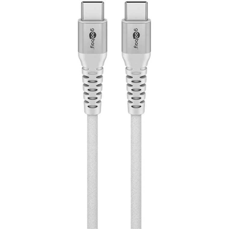 Kabel USB-C 2.0 480Mb/s Goobay w oplocie tekstylnym SuperSoft do 60W biały 0,5m