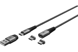 Kabel magnetyczny 2.0 2w1 Goobay 2xUSB-C 1xUSB-A