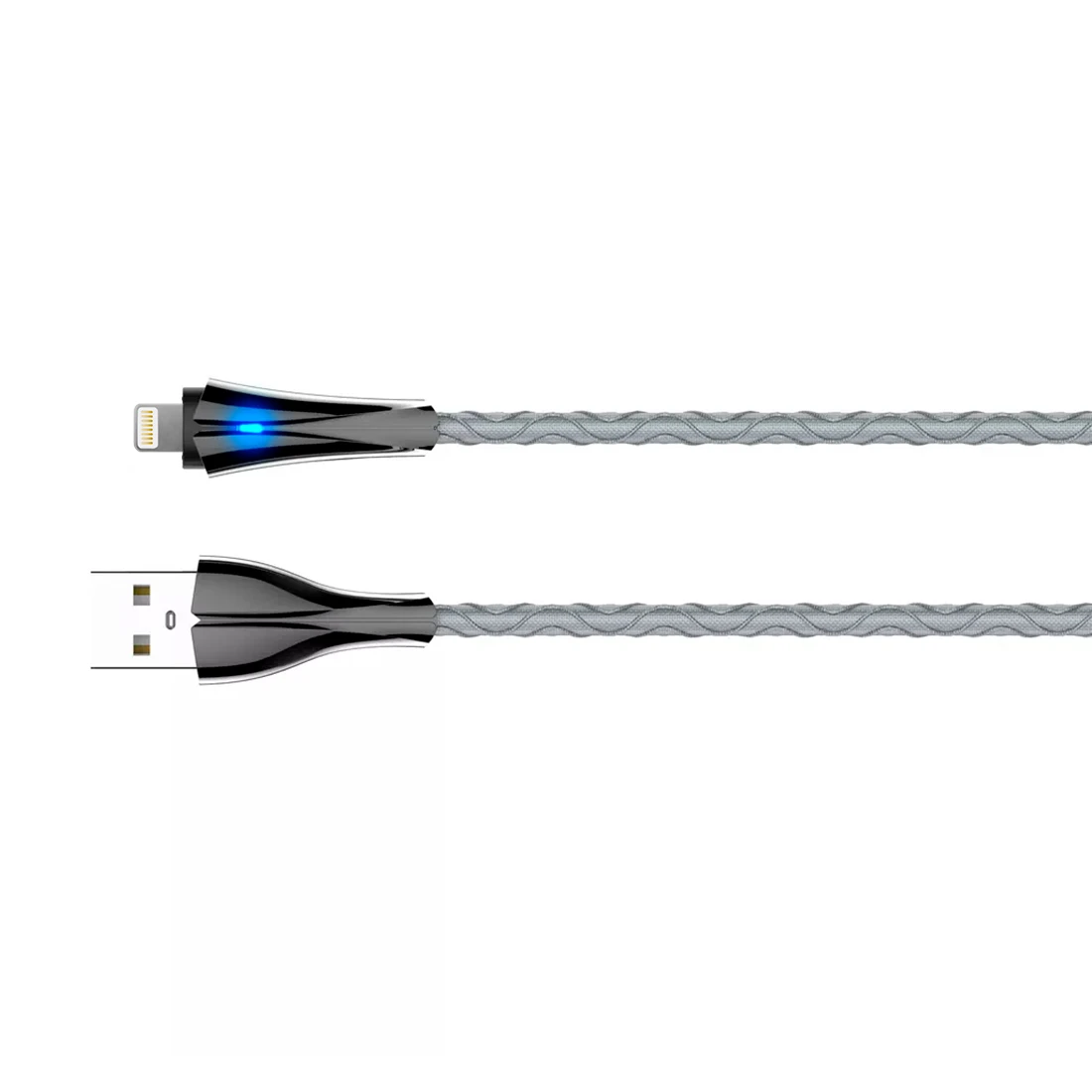 Kabel z diodą LED do szybkiego ładowania USB-A / Lightning 1m szary LS461L