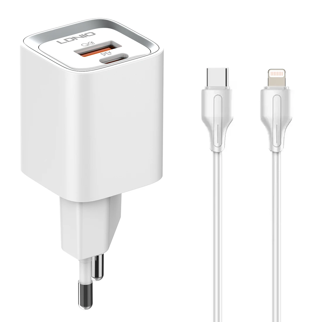 Ładowarka sieciowa USB 20W PD QC 3.0   kabel USB-C / Lightning Szybkie Ładowanie LDNIO A2318C