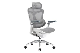 Krzesło do ergonomicznego biura 6D Spacetronik DORIS 40 szare z regulowanym zagłówkiem i podłokietnikami