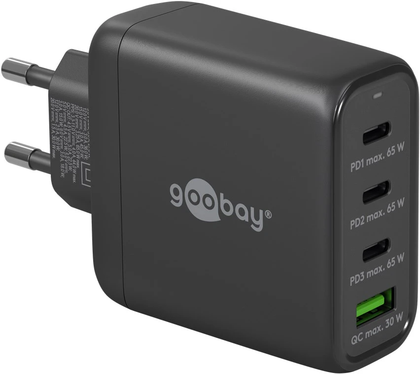 Ładowarka sieciowa 3x USB-C + USB superszybkie ładowanie 68W QC 3.0 PD Goobay czarna