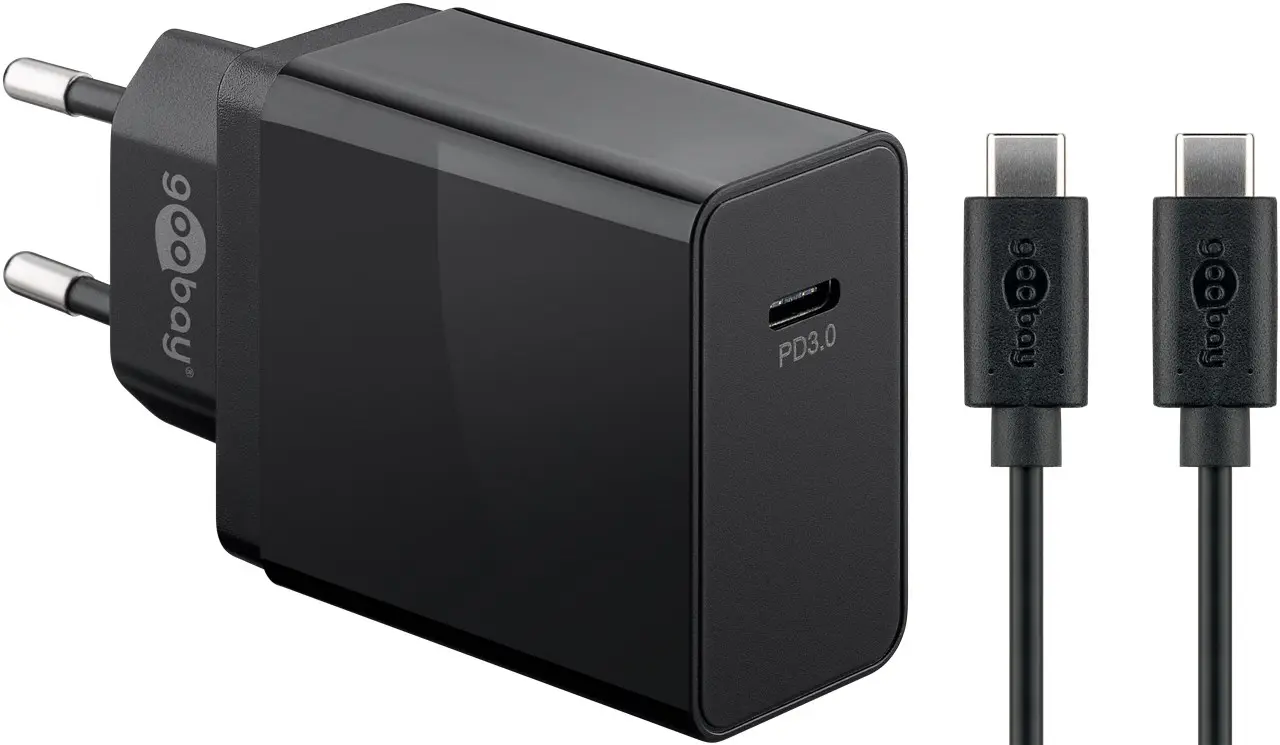 Ładowarka sieciowa USB-C Power Delivery 18W Goobay + kabel USB-C 1m