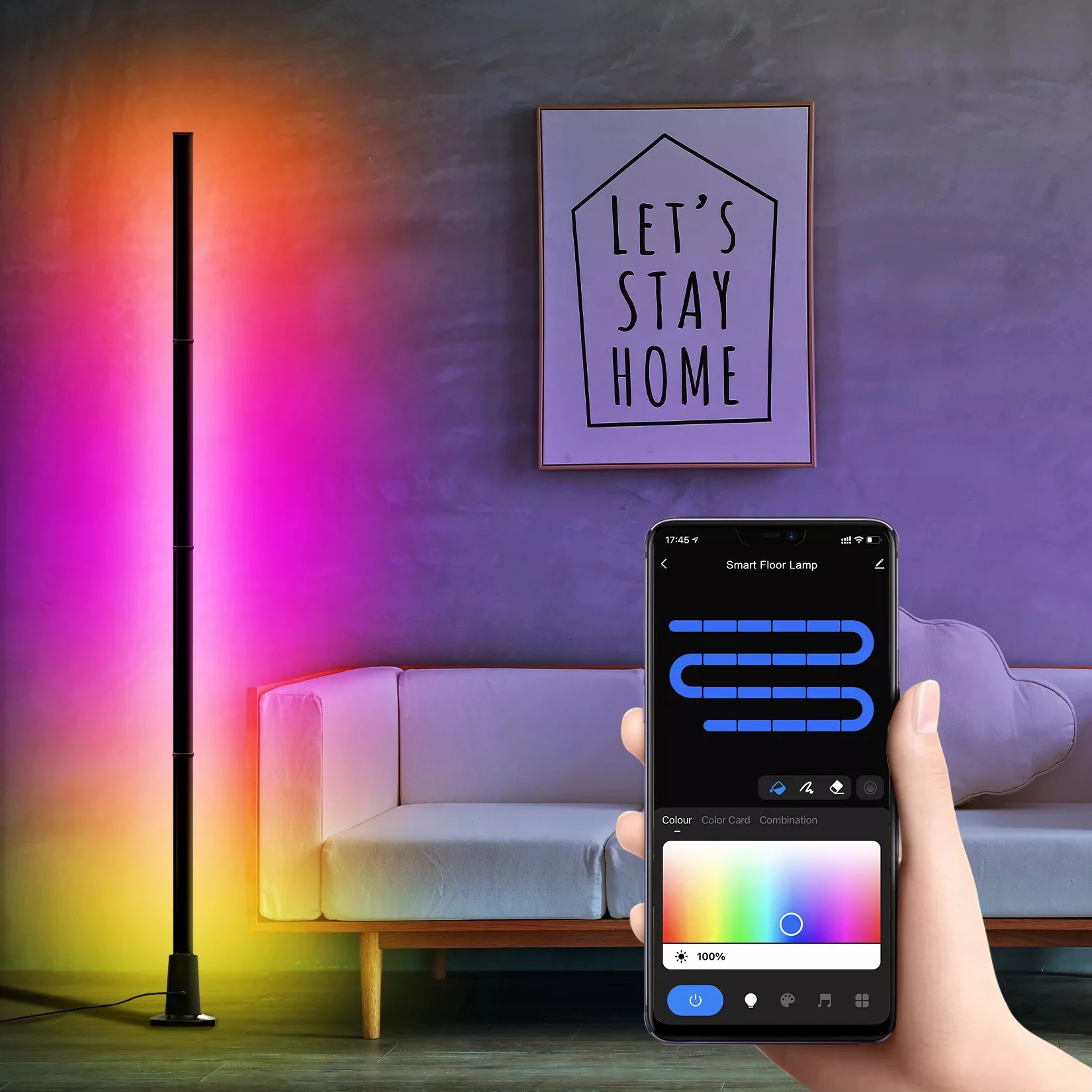 Lampa podłogowa LED RGB WIFI 4-segmentowa 150 cm GLOW Corner