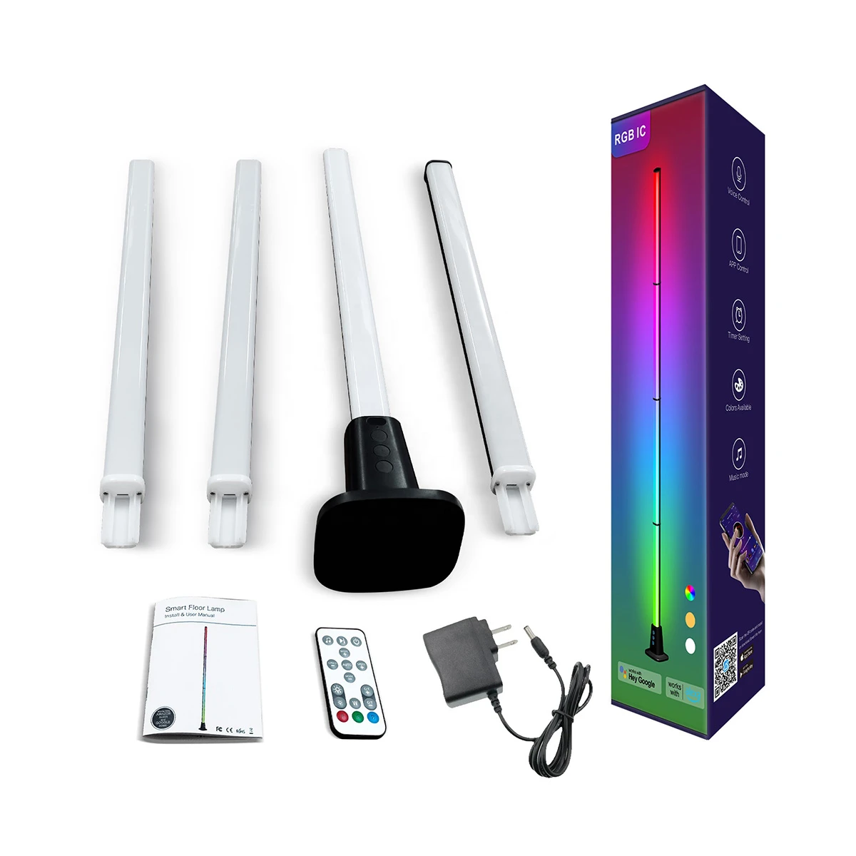 Lampa podłogowa LED RGB WIFI 4-segmentowa 150 cm GLOW Corner