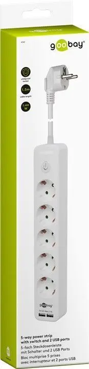 Listwa zasilająca 5xAC 230V + 2xUSB 5V/2,1A Goobay