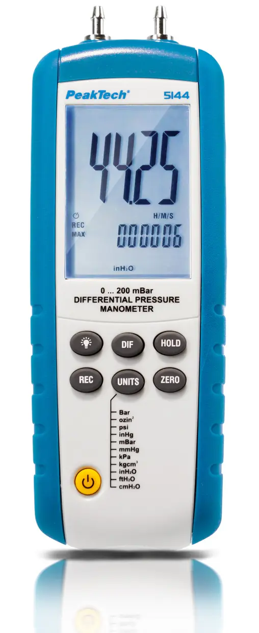 Miernik Różnicy Ciśnień Anemometr z USB PeakTech 5144
