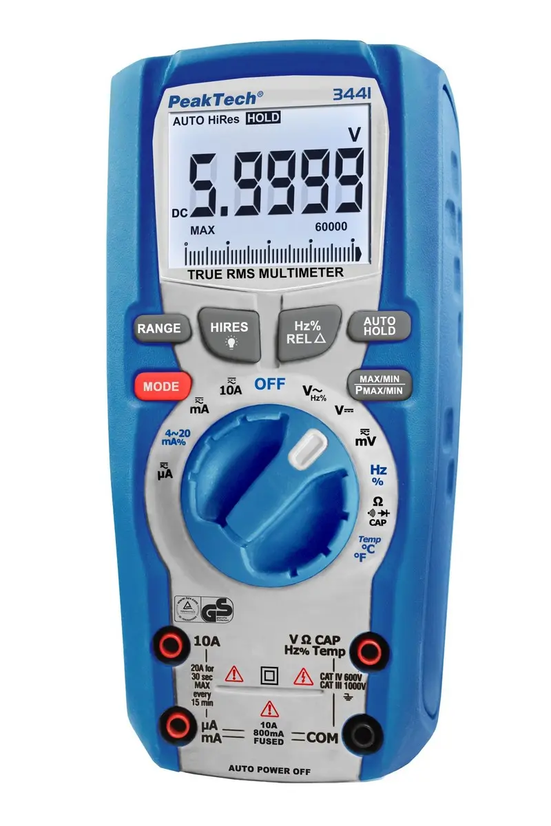 Multimetr cyfrowy z LCD i pomiarem TrueRMS IP67 PeakTech 3441