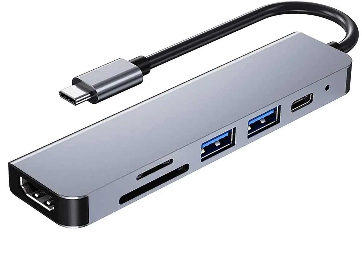 Multiport USB-C 6 w 1 na HDMI + 1x USB-C + 2x USB 3.0 + microSD + SD SPU-M09