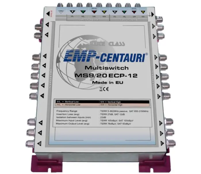 Multiswitch końcowy 9x20 EMP-centauri MS920ECP + zasilacz PA12 2A