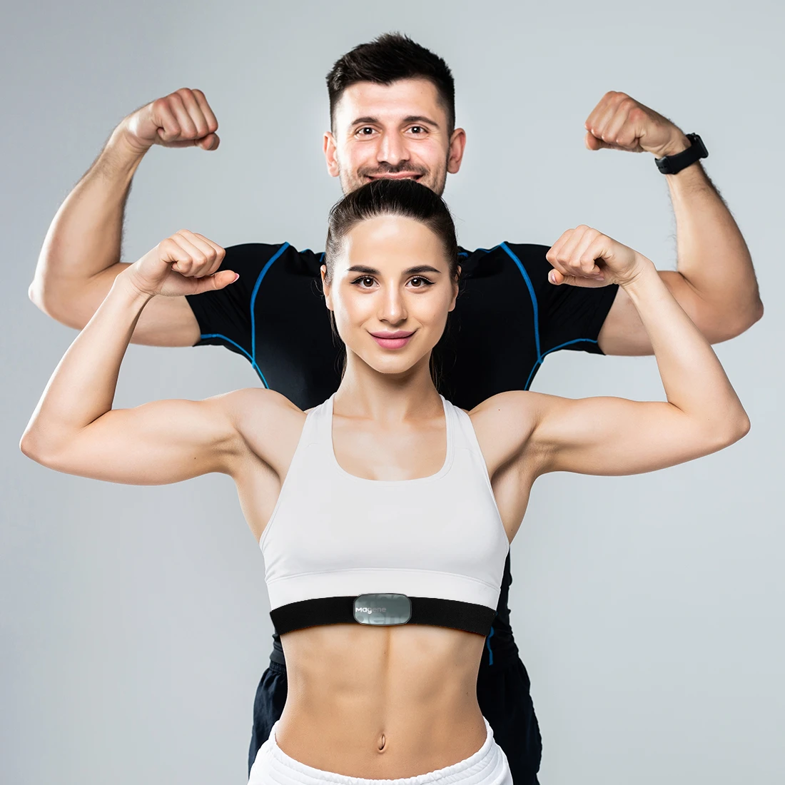 Opaska sportowa z pomiarem tętna ANT+ BT monitor na klatkę piersiową niebiesko szary Magene H603