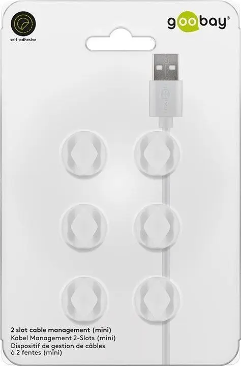 Organizer kabli na 2 przewody samoprzylepny 3M 6 szt biały Goobay