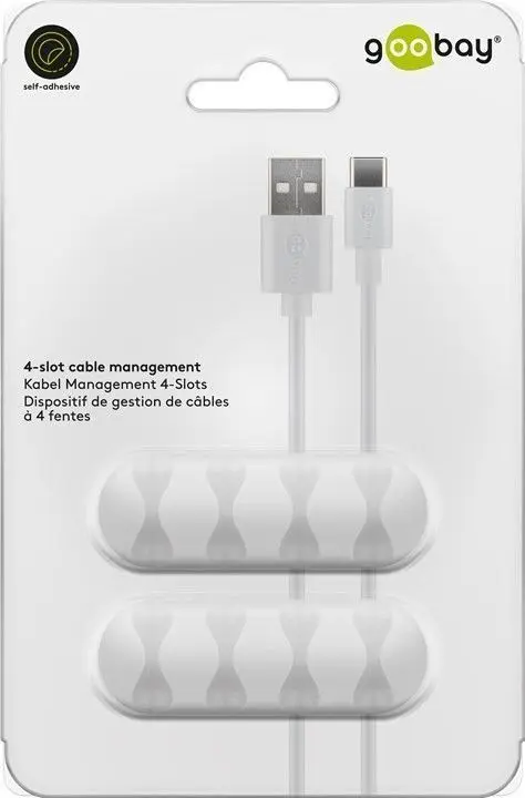 Organizer kabli na 4 przewody samoprzylepny 3M 2 szt biały Goobay