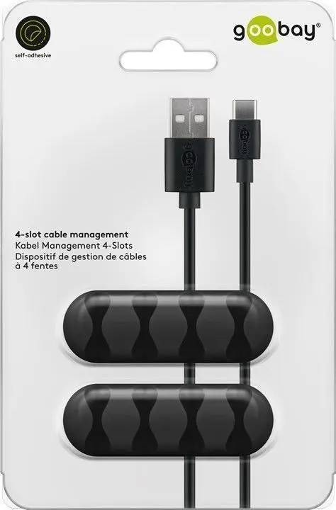 Organizer kabli na 4 przewody samoprzylepny 3M 2 szt czarny Goobay