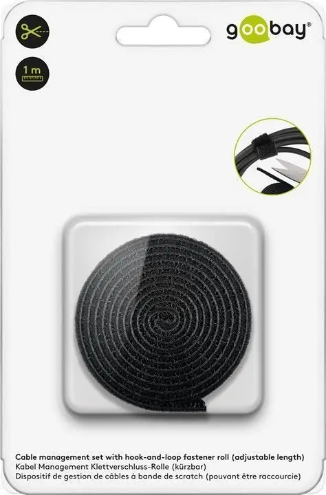 Organizer kabli opaska rzepowa 1m czarna Goobay
