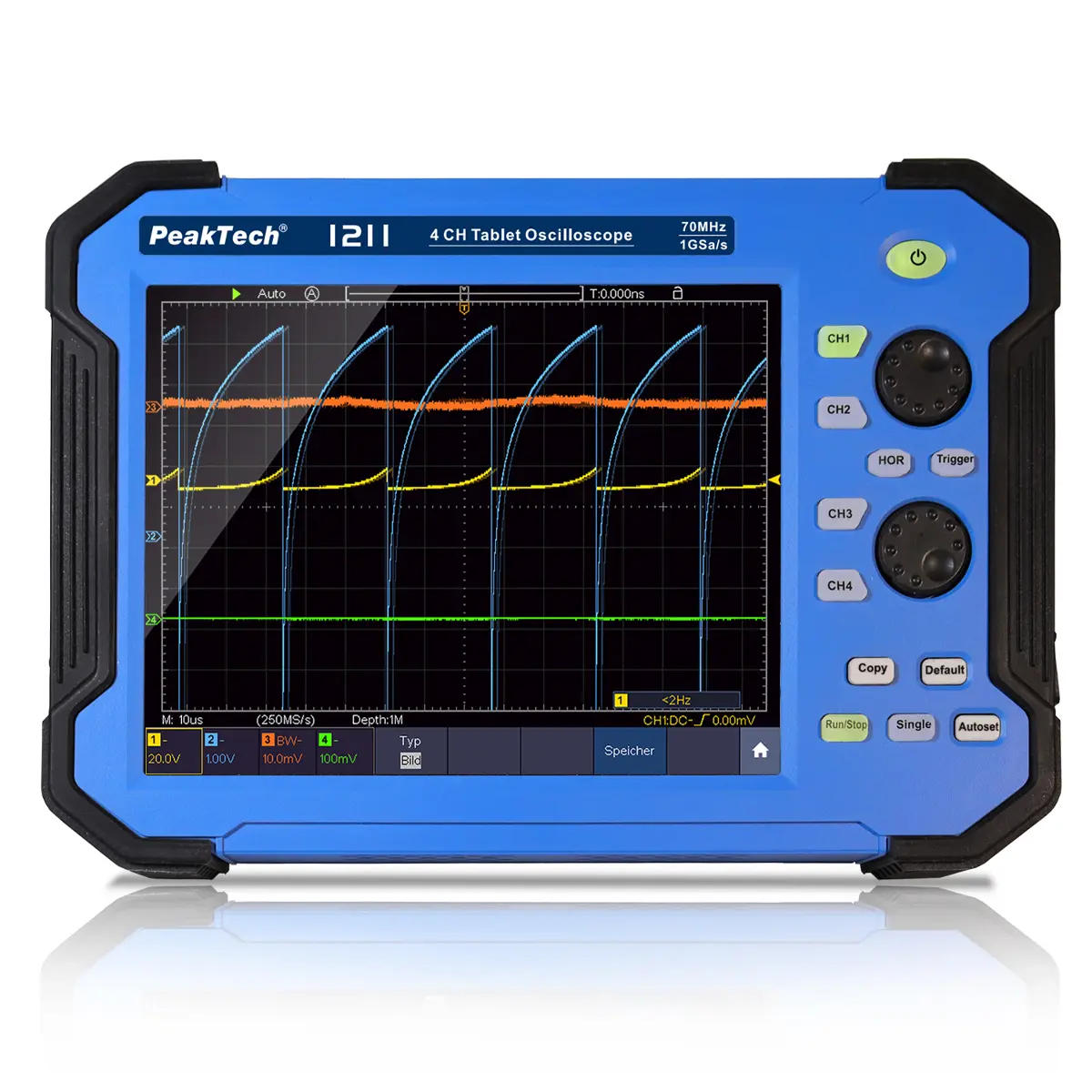 Oscyloskop tabletowy cyfrowy 4CH 70MHz 1GS/s PeakTech 1211