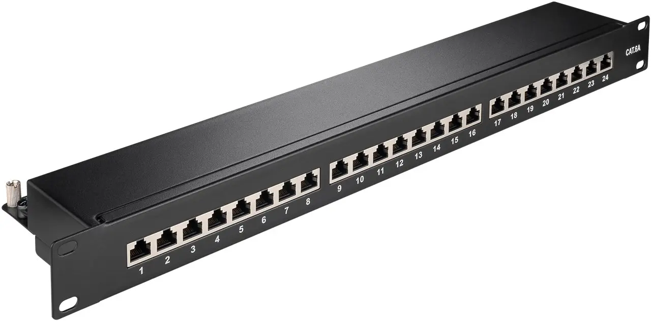 Patch panel FTP CAT 6A Ekranowany 24-porty Goobay czarny