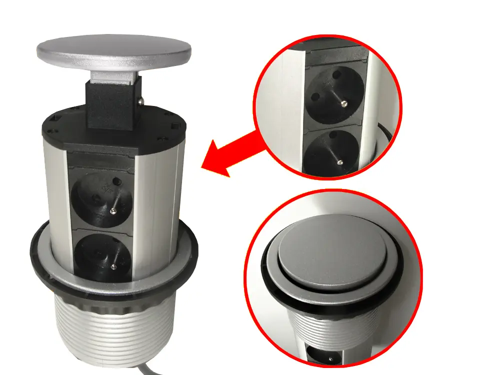 Listwa zasilająca montowana w blat COLUMN 4x AC 230V dwustronne gniazda