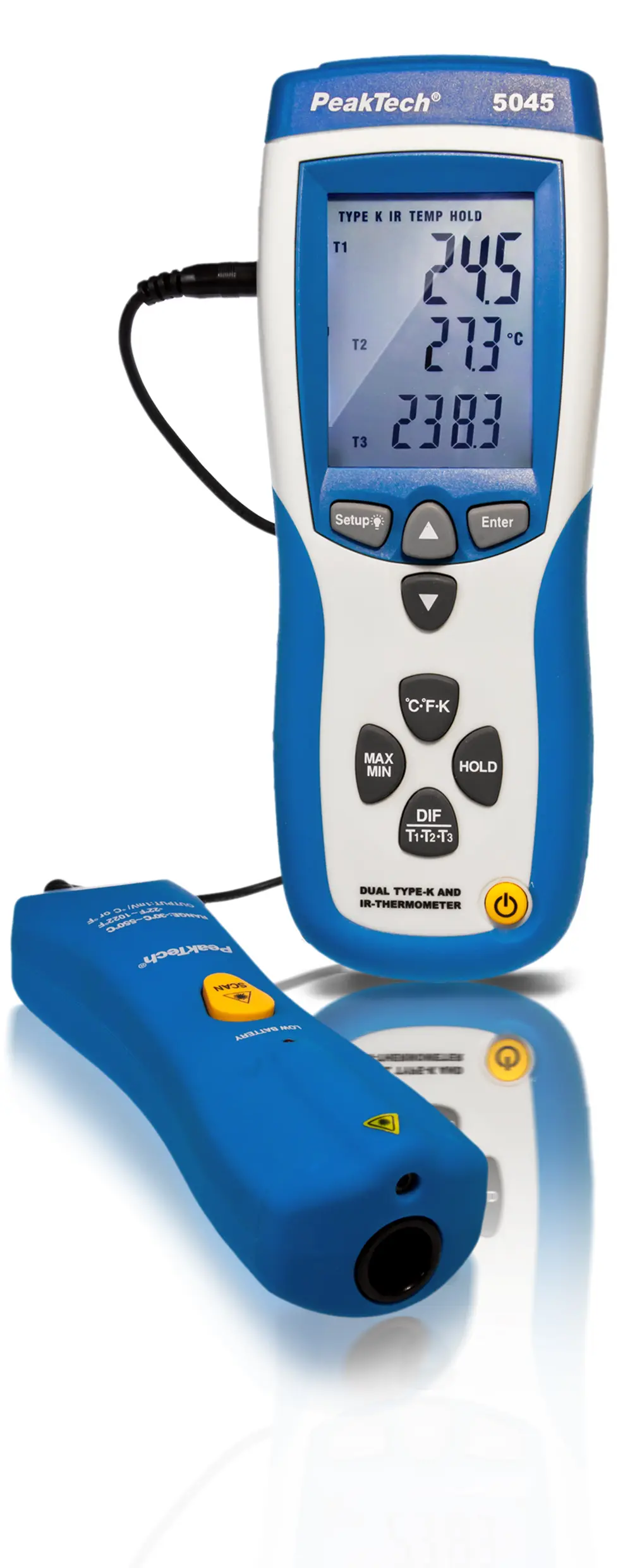 Profesjonalny 2-kanałowy Miernik Temperatury z sondą IR PeakTech 5045