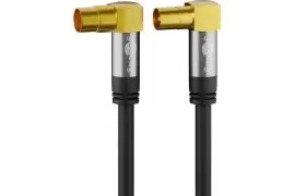 Przyłącze TV IEC GN-WT Goobay Kątowe Czarne 2m