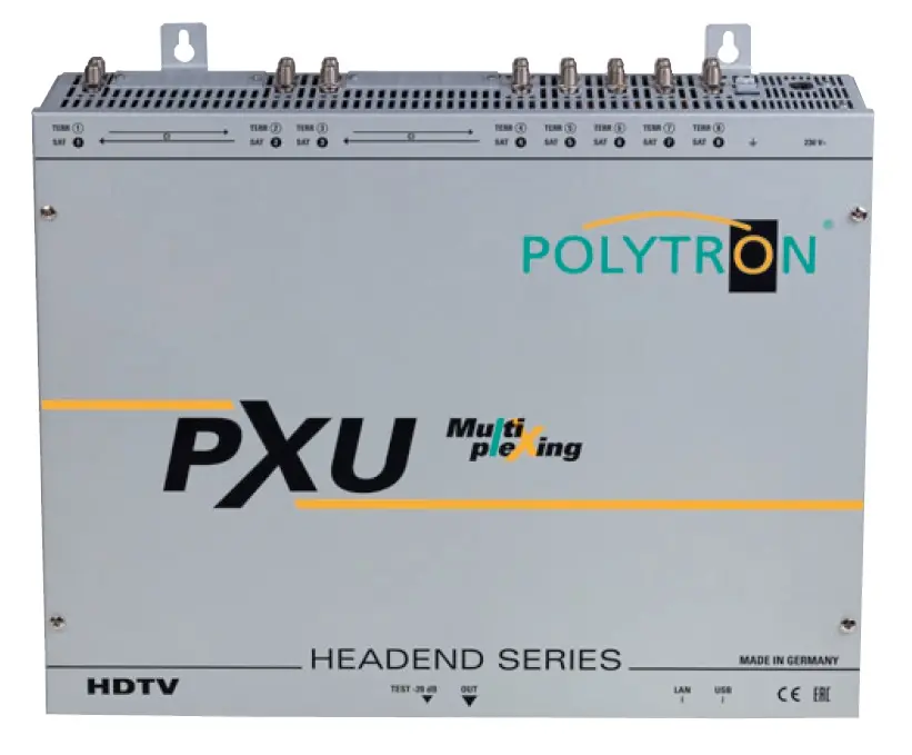 Stacja czołowa multiplexer POLYTRON PXU 848T 8x DVB-S2/T2/C na 8x DVB-T 4xCI