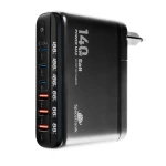 Stacja ładująca GaN 140 W Spacetronik SR103, LED, 6 portów USB (3A3C), PD+QC3.0