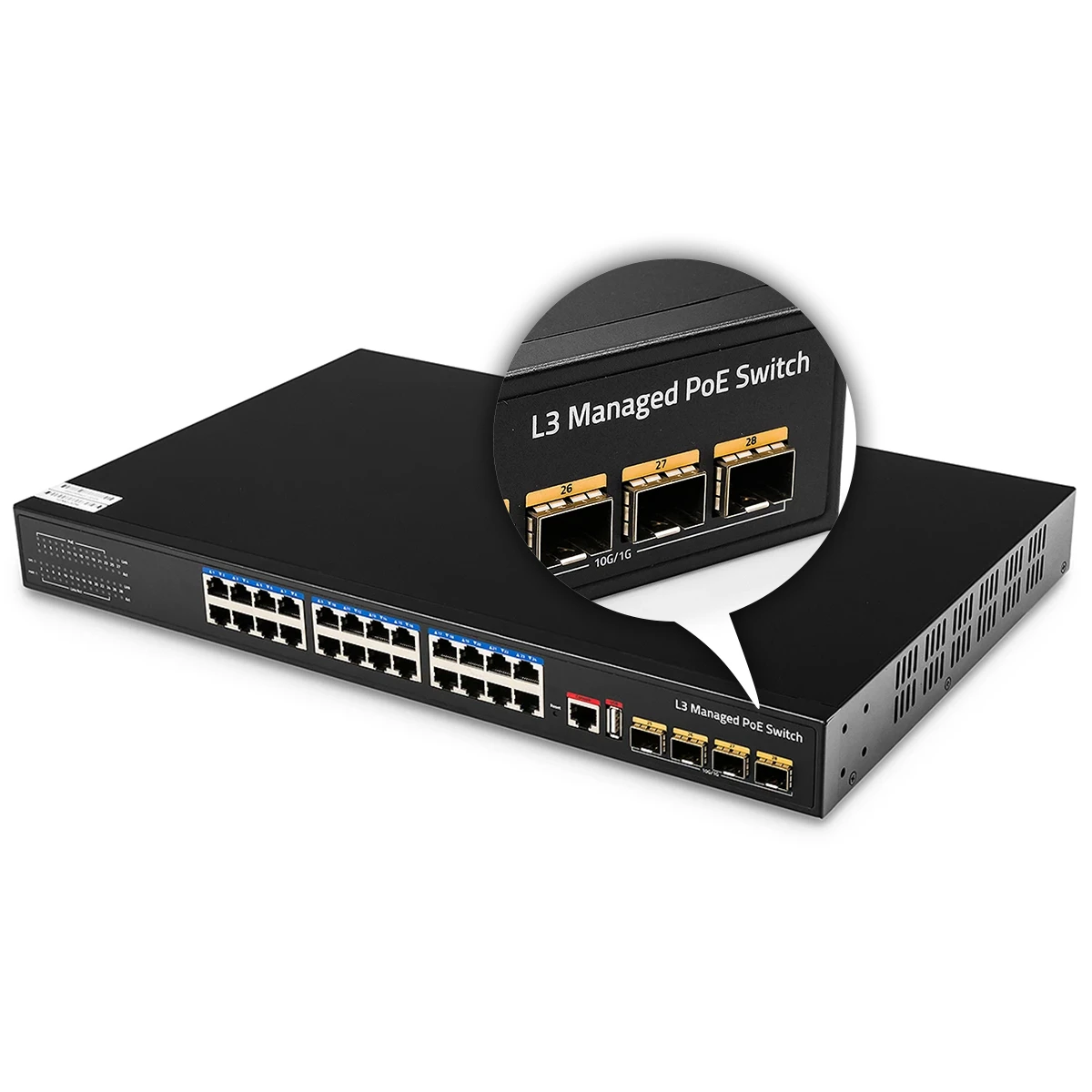 Switch LAN Gigabit zarządzalny L3 GS5024PS4 400W 24x PoE  10G 4x SFP
