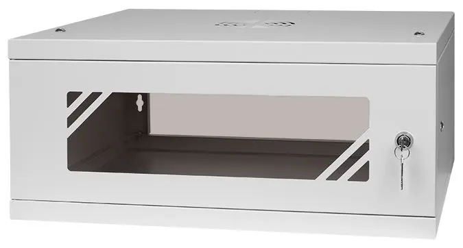 Szafa RACK 19'' 4U 450mm SZARA Szklane drzwi