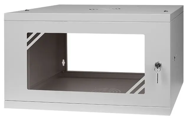 Szafa RACK 19'' 6U 350mm SZARA Szklane drzwi
