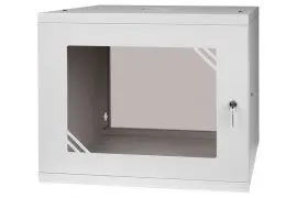 Szafa RACK 19'' 9U 450mm SZARA Szklane drzwi OUTLET