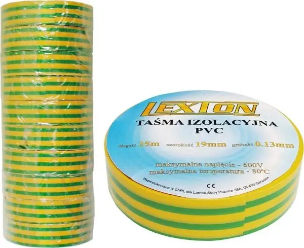 Taśma izolacyjna LEXTON żółto / zielona 25m