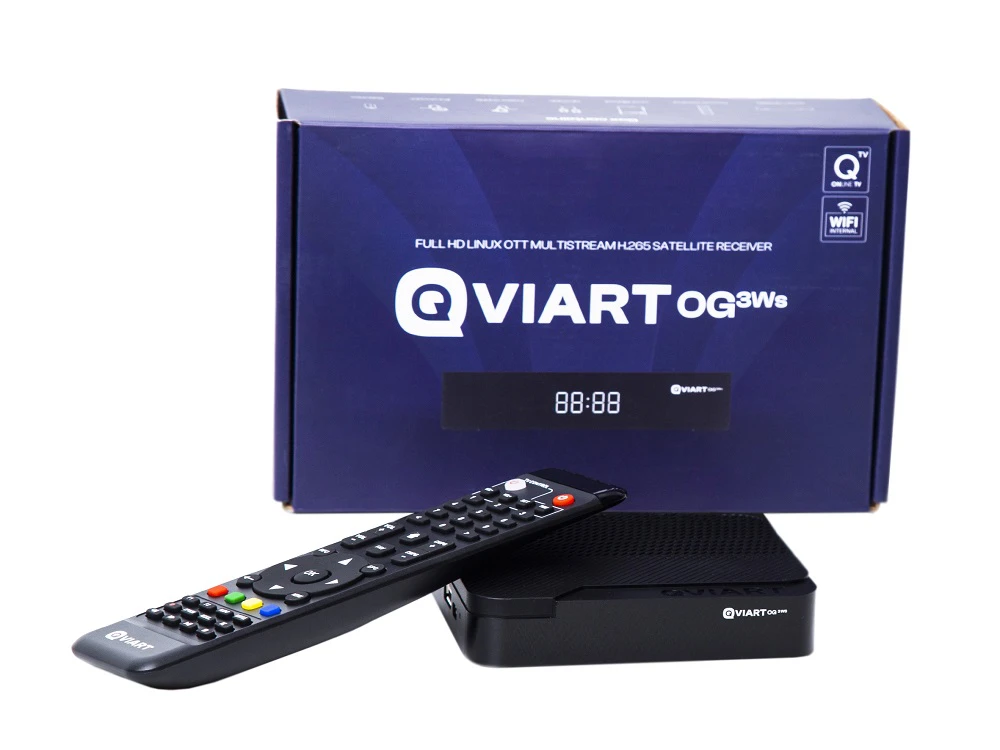 Tuner IPTV Qviart OG3Ws SAT DVB-S2 Linux OTT QTV Online TV Xtream M3U